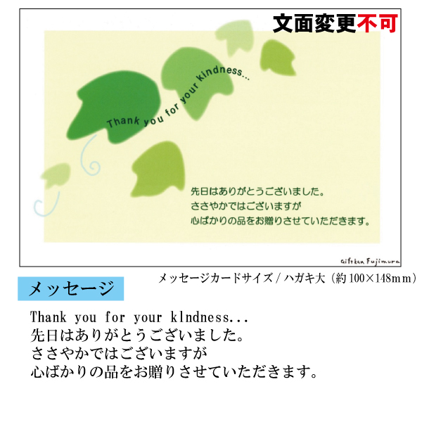 快気・御見舞返しメッセージカード【快気　ア】　説明画像